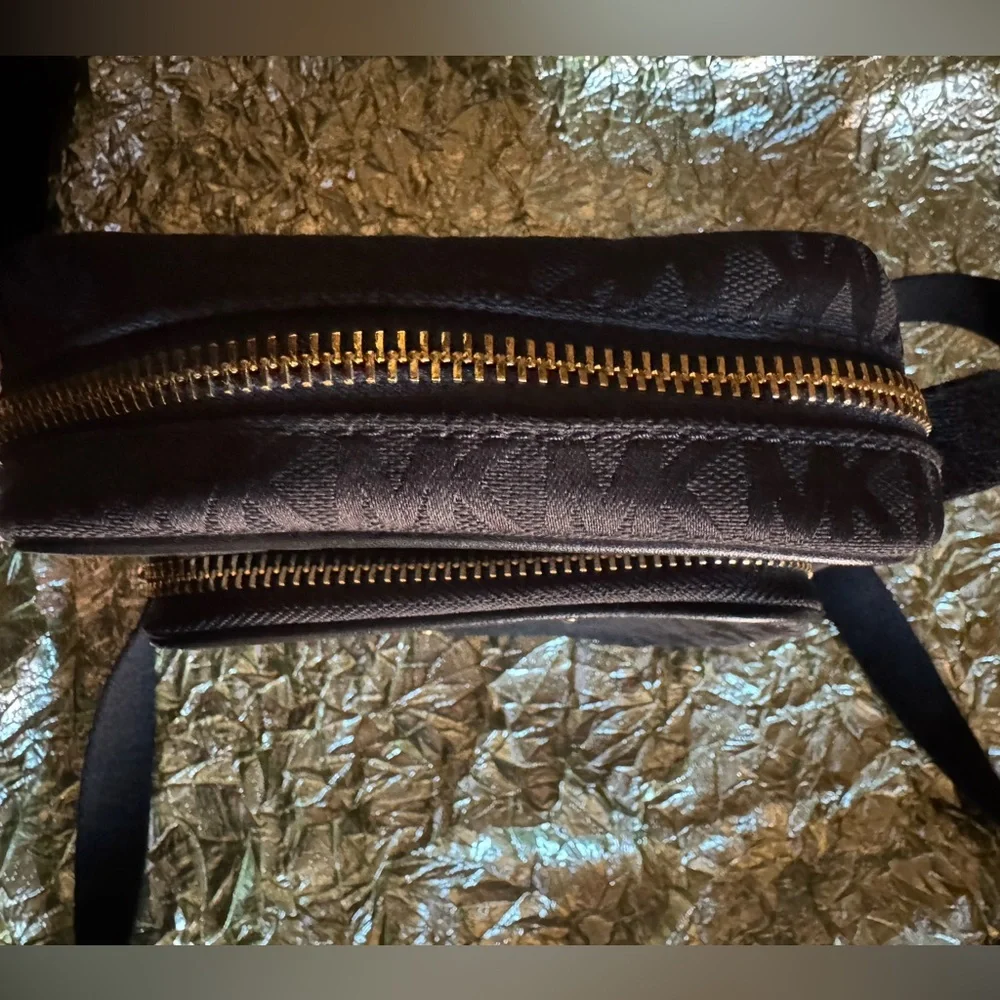 Michael Kors Black Monogrammed Nylon Crossbody Purse